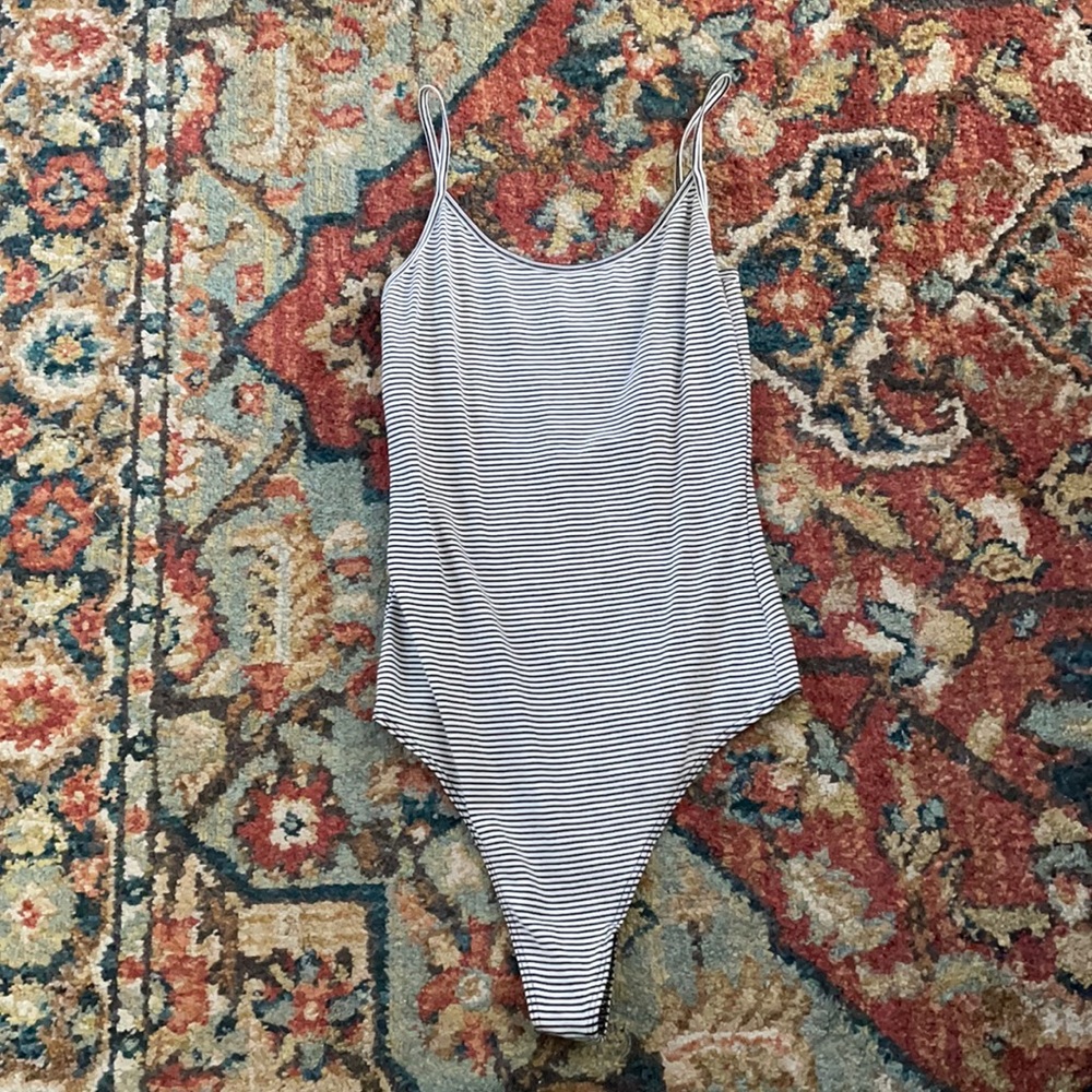 Brandy Melville Black and White Stripped Bodysuit